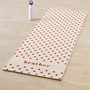 Modern Fun Terracotta Polka Dots Name Yogamat