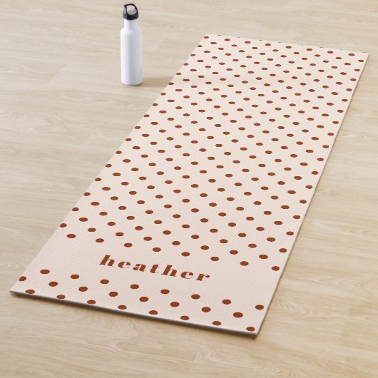 Modern Fun Terracotta Polka Dots Name Yogamat (In situ)