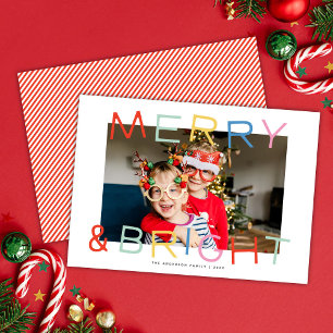Modern Fun Type Kerstmis Vrolijk & Helder Een Foto Feestdagenkaart