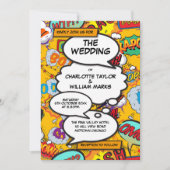 Modern Fun Typographic Comic Book Wedding Kaart (Voorkant)