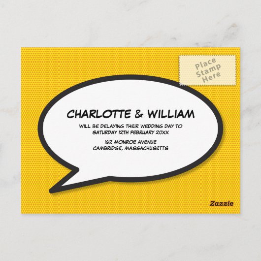 Modern Fun Verander de datum Comic Book Briefkaart (Achterkant)