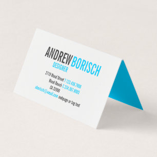 Modern Fun White Vivid Sky Blue vouwt Visitekaartjes