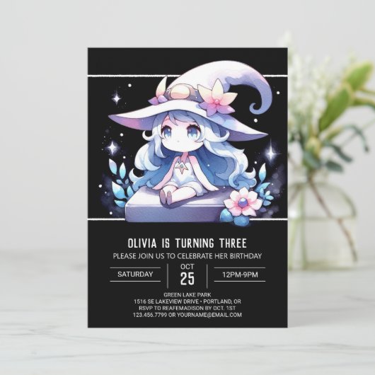 Modern Fun Wizard Verjaardag Kaart (Staand voorkant)