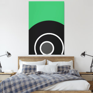 Modern Fun Zee Groen Zwart Wit Concentric Art Canvas Afdruk