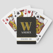 Modern Fun Zwart Monogram Jaar Gepersonaliseerd Na Pokerkaarten (Achterkant)