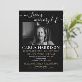 Modern Funeral Black and white Invitation Kaart (Staand voorkant)