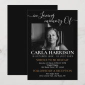 Modern Funeral Black and white Invitation Kaart (Voorkant / Achterkant)