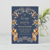 Modern Funeral Celebration of Life Boho Navy Blue Kaart (Staand voorkant)