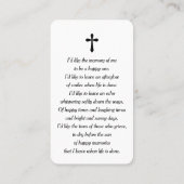 Modern Funeral Memorial Prayer Photo Card Visitekaartje (Achterkant)