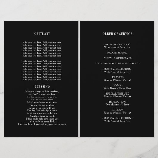 Modern Funeral Service Programme Celebration of Li Flyer (Achterkant)