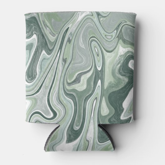 Modern Funky Groen Marmeren Swirl Patroon Blikjeskoeler (Voorkant)
