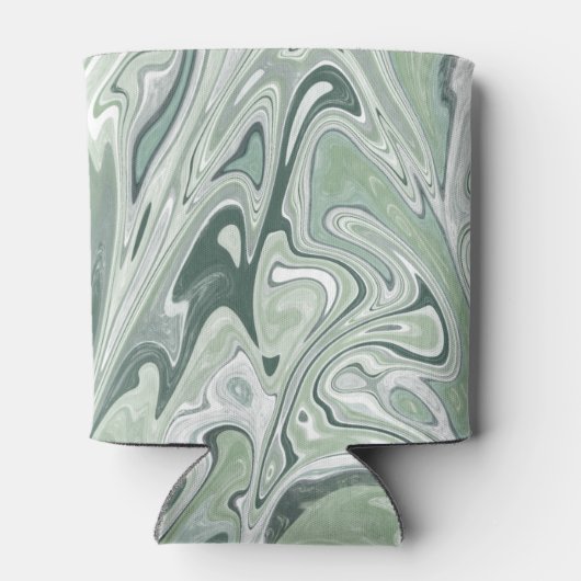 Modern Funky Groen Marmeren Swirl Patroon Blikjeskoeler (Achterkant)