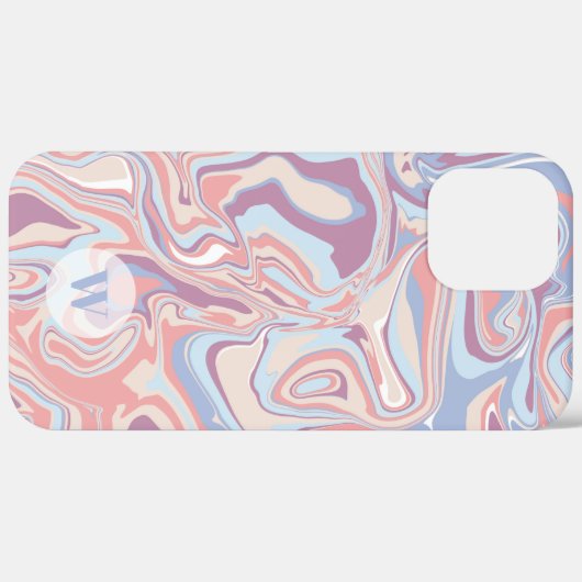 Modern Funky Marble Pastel Paars Monogram Case-Mate iPhone Case (Achterkant (horizontaal))