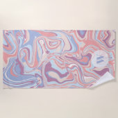 Modern Funky Marble Pastel Paars Monogram Strandlaken (Voorkant)