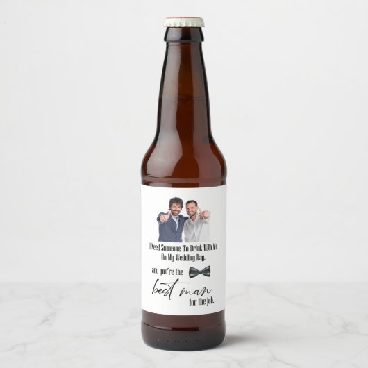 Modern Funny Best Man Voorstel Bier Etiket (Voorkant)