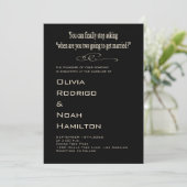 Modern Funny Black White Wedding Kaart (Staand voorkant)