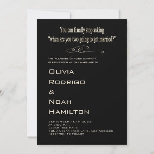 Modern Funny Black White Wedding Kaart