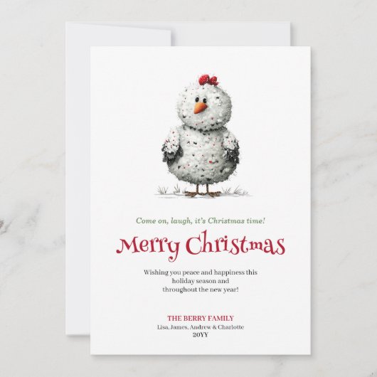 Modern Funny Chickens Holiday Greeting Card Feestdagenkaart (Voorkant)