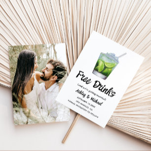 Modern Funny Cocktail Free Drinken Wedding Photo Save The Date