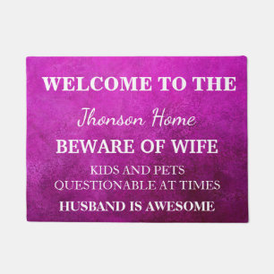 Modern Funny Family Name Welkom, persoonlijk geper Deurmat