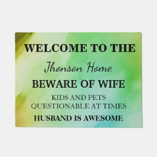 Modern Funny Family Name Welkom, persoonlijk geper Deurmat