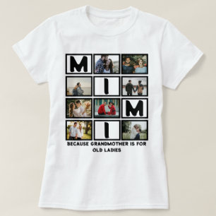 Modern Funny Grandmoeder Cute Mimi 8 Foto Collage T-shirt
