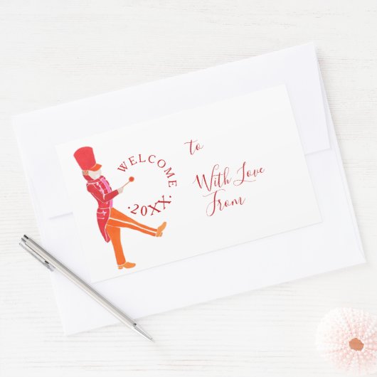 Modern Funny kerstrecker Drummer Rechthoekige Sticker (Envelop)