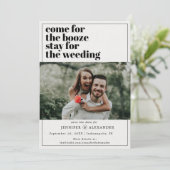 Modern Funny Kom voor de Booze Quote Foto Save The Date (Staand voorkant)