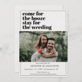 Modern Funny Kom voor de Booze Quote Foto Save The Date (Voorkant / Achterkant)