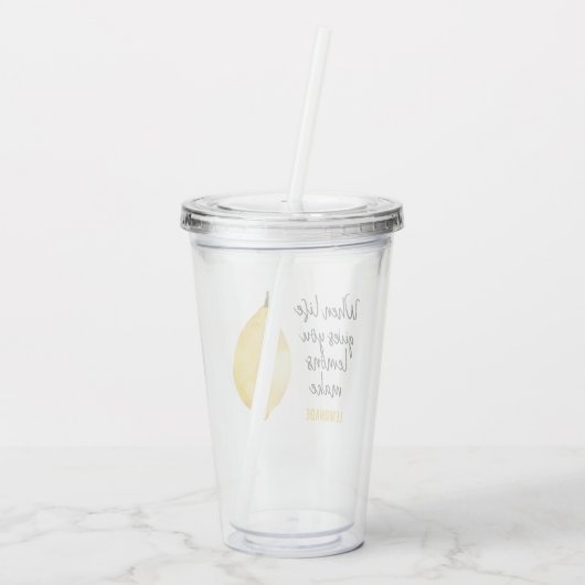 Modern Funny Lemon Yellow Quote Acryl Drinkbeker (Achterkant)
