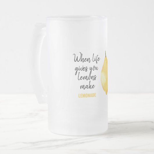 Modern Funny Lemon Yellow Quote Matglas Bierpul (Voorkant links)