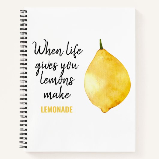 Modern Funny Lemon Yellow Quote Notitieboek (Voorkant)
