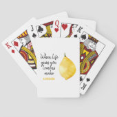 Modern Funny Lemon Yellow Quote Pokerkaarten (Achterkant)
