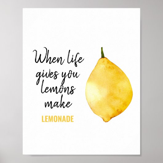 Modern Funny Lemon Yellow Quote Poster (Voorkant)