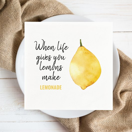 Modern Funny Lemon Yellow Quote Servet