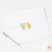 Modern Funny Lemon Yellow Quote Vierkante Sticker (Envelop)