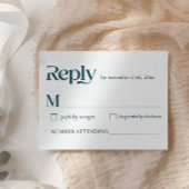 Modern Funny Minimalistisch Script Deep Blauwgroen RSVP Kaartje