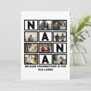 Modern Funny oma Cute Nana 8 Foto Collage Feestdagenkaart