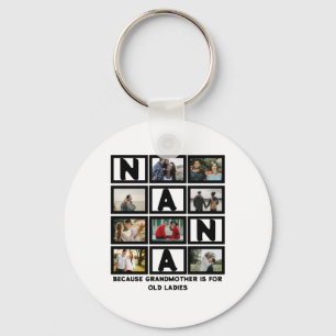 Modern Funny oma Cute Nana 8 Foto Collage Sleutelhanger