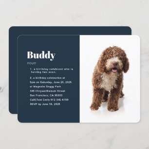 Modern Funny Pet Photo Birthday Invitation Kaart