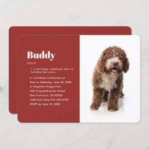 Modern Funny Pet Photo Birthday Invitation Kaart