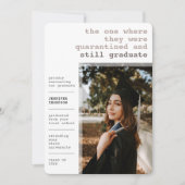 Modern Funny Quarantined Covid Foto Afstuderen Aankondiging (Voorkant)