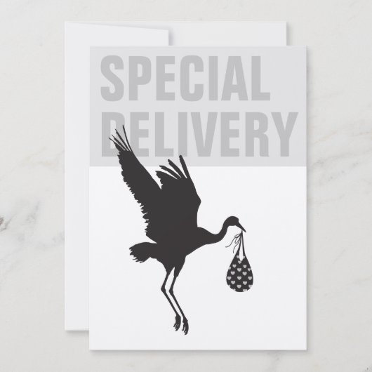 Modern Funny Stork Neutral Baby shower Invitation (Voorkant)