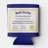 Modern Funny World's Best Pap Certificate Blikjeskoeler (Achterkant)