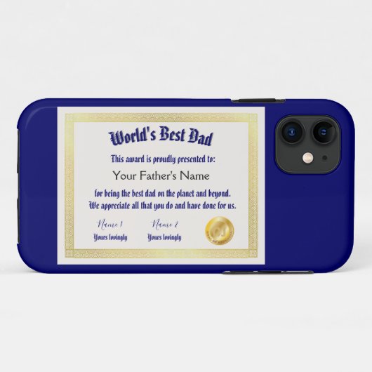 Modern Funny World's Best Pap Certificate Case-Mate iPhone Case (Achterkant (horizontaal))