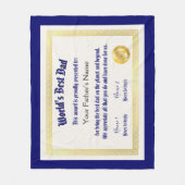 Modern Funny World's Best Pap Certificate Fleece Deken (Voorkant)