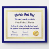 Modern Funny World's Best Pap Certificate Fotoplaat (Voorkant)