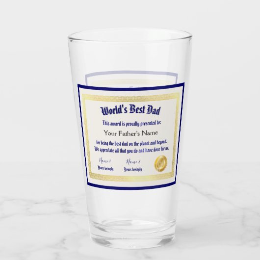 Modern Funny World's Best Pap Certificate Glas (Achterkant)