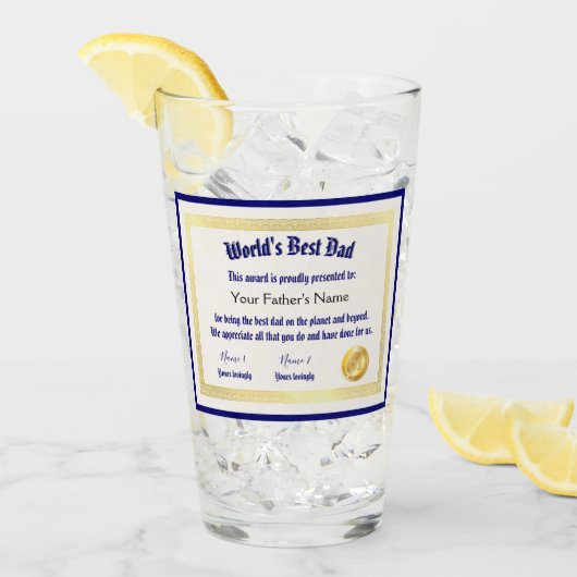 Modern Funny World's Best Pap Certificate Glas (Voorkant ijs)