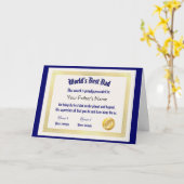 Modern Funny World's Best Pap Certificate Kaart (Gele Bloem)